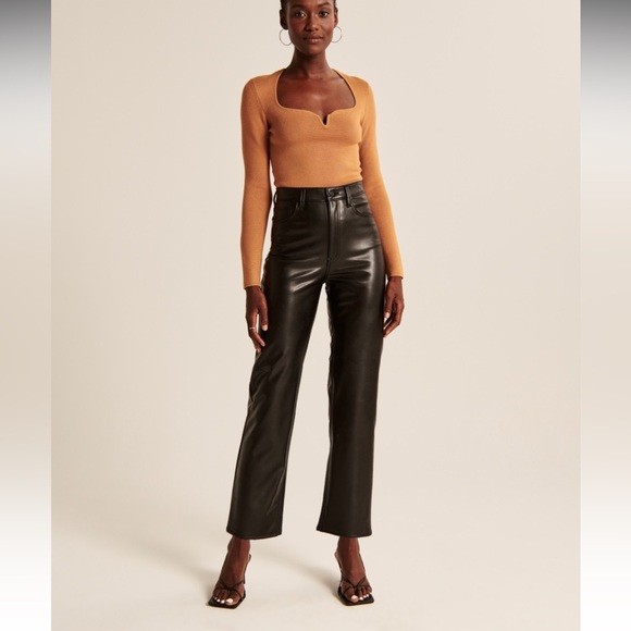 Abercrombie & Fitch Vegan Leather Straight Ankle Pants - Picture 2 of 8